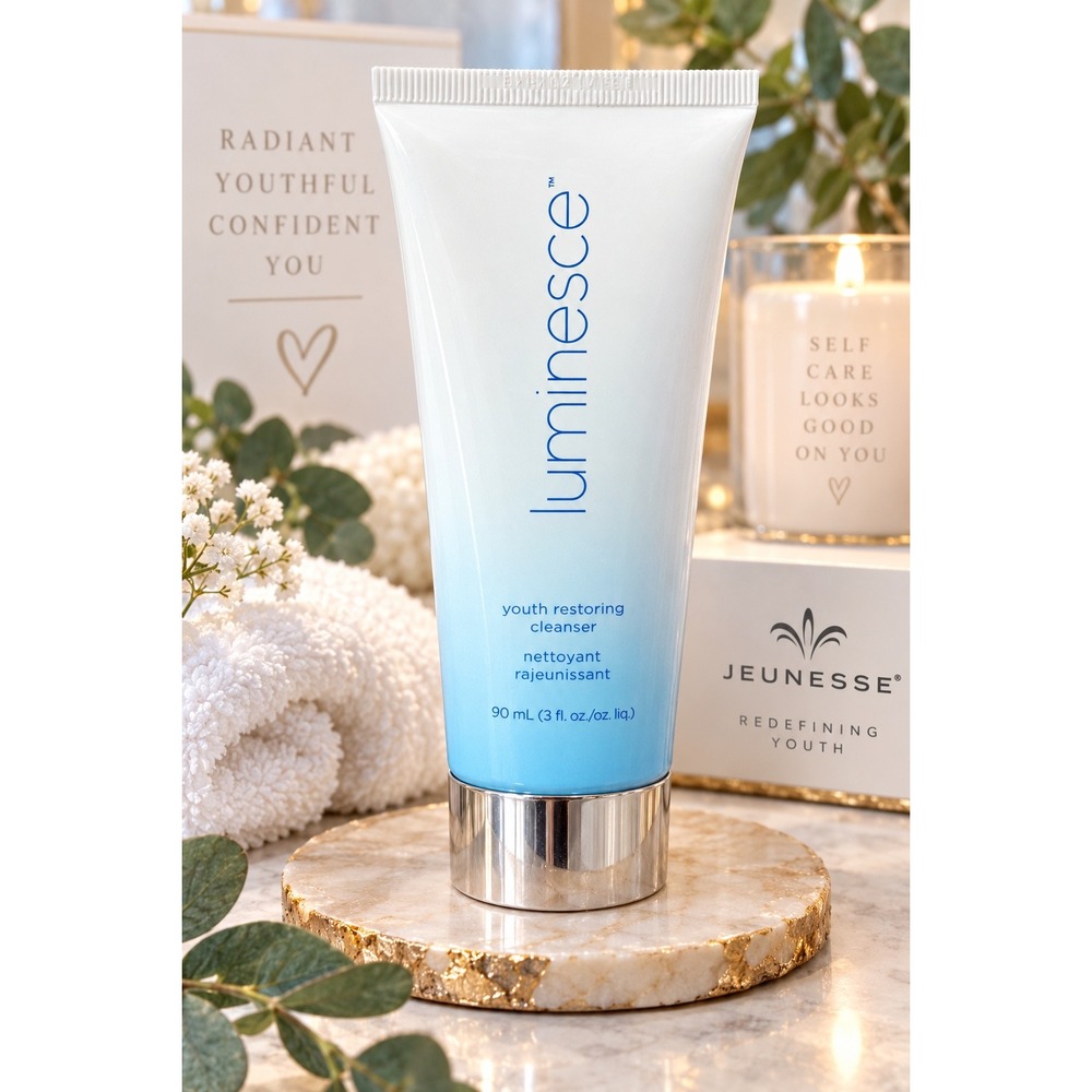 Jeunesse Luminesce Youth Restoring Cleanser 90ml 3oz Facial Wash Blue White Tube